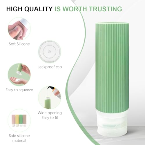 MAYCREATE® 8PCS 3oz Travel Bottles Kit for Toiletries Silicone Squeeze Small Refillable Leakproof Bottles for Shampoo Lotion with Storage Pouch MAYCREATE® 8PCS 3oz Travel Bottles Kit for Toiletries Silicone Squeeze Small Refillable Leakproof Bottles for Shampoo Lotion with Storage Pouch